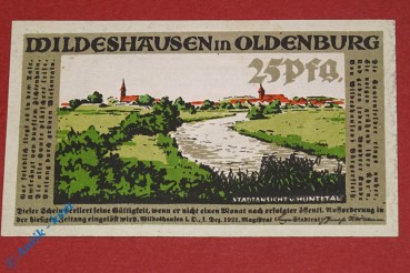 Notgeld Wildeshausen , 25 Pfennig Schein Nr 2 , Mehl Grabowski 1426.1 , von 1921 , Niedersachsen Seriennotgeld
