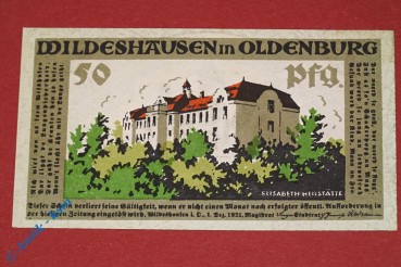 Notgeld Wildeshausen , 50 Pfennig Schein Nr 2 , Mehl Grabowski 1426.1 , von 1921 , Niedersachsen Seriennotgeld