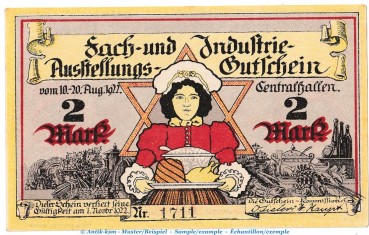 Notgeld Wirteverein von 1877 Bremen 168.1 , 2 Mark Schein in kfr. von 1922 , Niedersachsen Seriennotgeld
