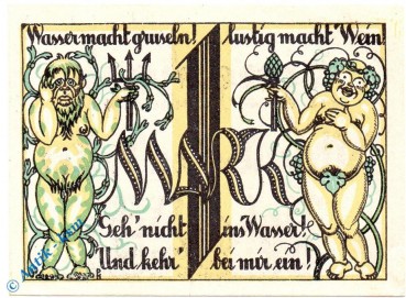 Notgeld Wyk auf Föhr , Altdeutscher Keller , 1 Mark Schein , Mehl Grabowski 1461.1 , Schleswig Holstein Seriennotgeld