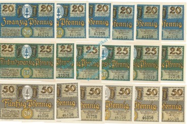 Oberhof , Notgeld Set 18 Scheine unc-kfr. M-G 996.4 , TH 1921 Seriennotgeld -5807-