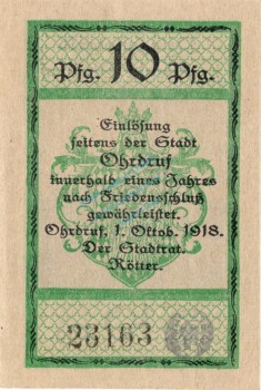 Ohrdruf , Notgeld 10 Pfennig -Michaeliskirche- unc-kfr. Ti.5350.05.75 , Thüringen 1918 VerkehrsausgabeOhrdruf , Notgeld 10 Pfennig -Michaeliskirche- unc-kfr. Ti.5350.05.75 , Thüringen 1918 Verkehrsausgabe