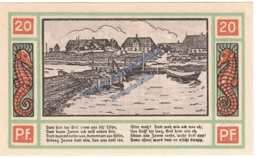 Preview: Oland Hallig , Notgeld 20 Pfennig Schein -orange- in kfr. M-G 1013.1 , Schleswig Holstein 1921 Seriennotgeld