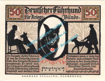 Preview: Oldenburg , Notgeld 50 Pfennig -glanz- Nr.2 in kfr. M-G 1016.1.a , Niedersachsen 1921 Seriennotgeld