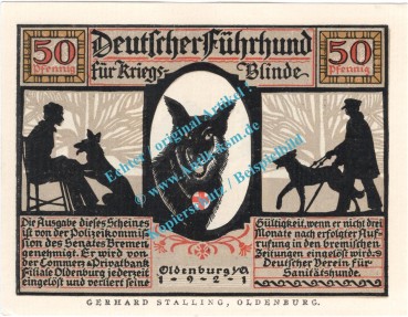 Preview: Oldenburg , Notgeld 50 Pfennig -glanz- Nr.5 in kfr. M-G 1016.1.a , Niedersachsen 1921 Seriennotgeld