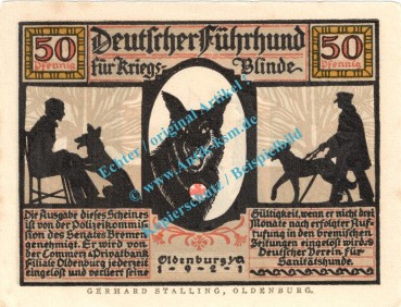 Preview: Oldenburg , Notgeld 50 Pfennig -glatt- Nr.4 in kfr. M-G 1016.2.a , Niedersachsen 1921 Seriennotgeld