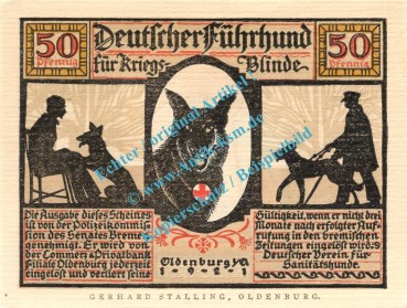 Preview: Oldenburg , Notgeld 50 Pfennig -matt- Nr.1 in kfr. M-G 1016.1.b , Niedersachsen 1921 Seriennotgeld
