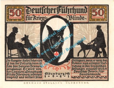 Preview: Oldenburg , Notgeld 50 Pfennig -matt- Nr.3 in kfr. M-G 1016.1.b , Niedersachsen 1921 Seriennotgeld