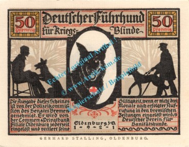 Preview: Oldenburg , Notgeld 50 Pfennig -matt- Nr.5 in kfr. M-G 1016.1.b , Niedersachsen 1921 Seriennotgeld