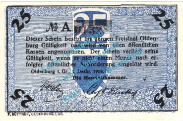 Oldenburg , Notgeld 50 Pfennig Schein in kfr. Tieste 5370.05.02 , Niedersachsen 1918 Verkehrsausgabe