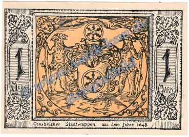 Osnabrück , Notgeld 1 Mark Schein o.Us. in kfr. M-G 1031.1.c , Niedersachsen o.D. Seriennotgeld