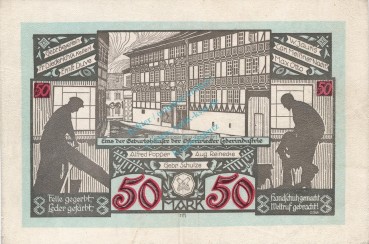 Preview: Osterwieck , Notgeld 50 Mark -Leder- in unc-kfr. M-G 1037.6.d , Sachsen Anhalt 1922 Seriennotgeld