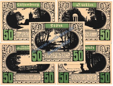 Plön , Notgeld Set mit 5 Scheinen in kfr. M-G 1063.4 , Schleswig Holstein o.D. Seriennotgeld