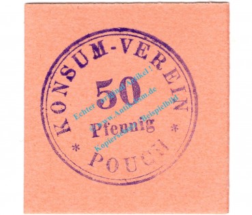 Pouch , Notgeld 50 Pfennig Schein in unc. Tieste 5740.05.03 , Sachsen o.D. Verkehrsausgabe