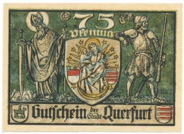 Querfurt , Notgeld 75 Pfennig Schein unc-kfr. M-G.1090.1 , SA 1921 Seriennotgeld -5826-