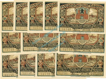 Raghun , Notgeld Set -12 x Nummerngleich- unc-kfr. M-G 1094.1 , SA 1921 Seriennotgeld -5808-