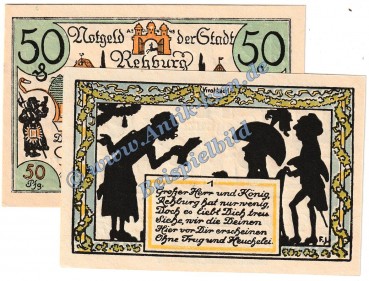 Rehburg , Notgeld 50 Pfennig Schein Nr.1 in kfr. M-G 1107.1 , Niedersachsen 1921 Seriennotgeld