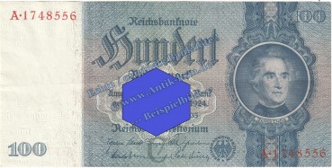 Reichsbanknote , 100 Mark Schein C-A in gbr. DEU-211, Ros.176, P.183, vom 24.06.1935 , Drittes Reich