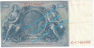 Preview: Reichsbanknote , 100 Mark Schein C-C in f-kfr. DEU-211, Ros.176, P.183, vom 24.06.1935 , 3.Reich - deutsche Reichsbank