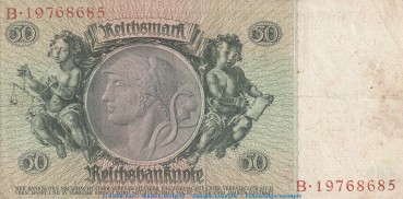 Preview: Reichsbanknote , 50 Mark Schein -A1- in gbr. DEU-210.b, Ros.175, P.182 , vom 30.03.1933 , deutsches Reich - Reichsbank