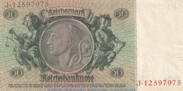 Preview: Reichsbanknote , 50 Mark Schein -A2- in gbr. DEU-210.b, Ros.175, P.182 , vom 30.03.1933 , deutsches Reich - Reichsbank