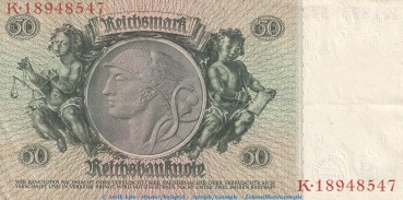 Preview: Reichsbanknote , 50 Mark Schein -C1- in gbr. DEU-210.b, Ros.175, P.182 , vom 30.03.1933 , deutsches Reich - Reichsbank