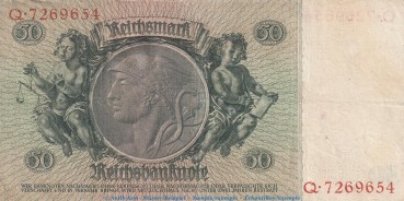 Preview: Reichsbanknote , 50 Mark Schein -D1- in gbr. DEU-210.a, Ros.175, P.182 , vom 30.03.1933 , deutsches Reich - Reichsbank