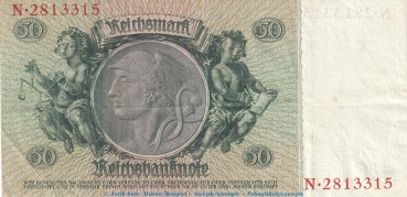 Preview: Reichsbanknote , 50 Mark Schein -E- in gbr. DEU-210.a, Ros.175, P.182 , vom 30.03.1933 , deutsches Reich - Reichsbank