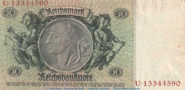 Preview: Reichsbanknote , 50 Mark Schein -F2- in gbr. DEU-210.b, Ros.175, P.182 , vom 30.03.1933 , deutsches Reich - Reichsbank