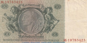 Preview: Reichsbanknote , 50 Mark Schein -F3- in gbr. DEU-210.c, Ros.175, P.182 , vom 30.03.1933 , deutsches Reich - Reichsbank