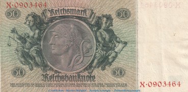 Preview: Reichsbanknote , 50 Mark Schein -i- in gbr. DEU-210.a, Ros.175, P.182 , vom 30.03.1933 , deutsches Reich - Reichsbank