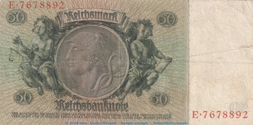 Preview: Reichsbanknote , 50 Mark Schein -M- in gbr. DEU-210.a, Ros.175, P.182 , vom 30.03.1933 , deutsches Reich - Reichsbank