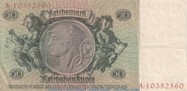 Preview: Reichsbanknote , 50 Mark Schein -X2- in gbr. DEU-210.b, Ros.175, P.182 , vom 30.03.1933 , deutsches Reich - Reichsbank
