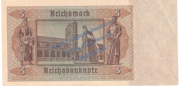 Preview: Reichsbanknote , 5 Mark Schein in gbr. DEU-220.a, Ros.179, P.186 , vom 01.08.1942 , 3. Reich - Reichsbank