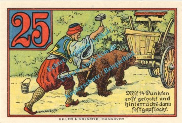 Preview: Rinteln , Notgeld 25 Pfennig Schein in kfr. M-G 1125.1.b , Hessen 1920 Seriennotgeld