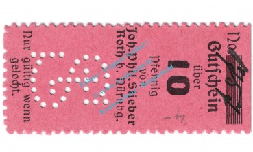Roth , Notgeld 10 Pfennig Schein in kfr. Tieste 6235.05.02 , Bayern o.D. Verkehrsausgabe