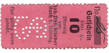 Roth , Notgeld 10 Pfennig Schein unc-kfr. Ti.6235.05.06 , Bayern o.D. Verkehrsausgabe