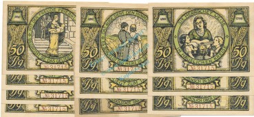 Rudolstadt , Notgeld Set -10 x Nummerngleich- unc-kfr. M-G 1146.1 , TH o.D. Seriennotgeld -5810-
