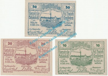 Schönbichl , Notgeld Set mit 3 Scheinen in kfr. K-K 969.III ,  Niederösterreich 1920