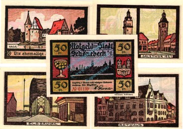 Schönebeck , Notgeld Set -5 x Nummerngleich- unc-kfr. M-G 1196.1. , Sachsen Anhalt o.D. Seriennotgeld