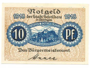 Schalkau , Notgeld 10 Pfennig Schein unc-kfr. Ti.6455.05.01 TH 1918 Verkehrsausgabe -4320-