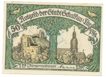Schalkau , Notgeld 50 Pfennig Schein unc-kfr. Ti.6455.05.05 TH 1920 Verkehrsausgabe -4319-