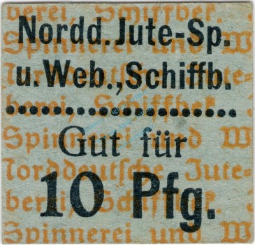 Schiffbek , Notgeld 10 Pfennig Schein unc-kfr. Ti.6495.05.02 , Schleswig o.D. Verkehrsausgabe