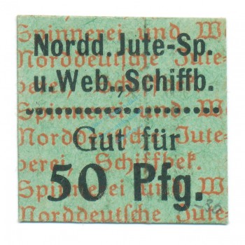 Schiffbek , Notgeld 50 Pfennig Schein unc-kfr. Tieste 6495.05.08 , Schleswig o.D. Verkehrsausgabe