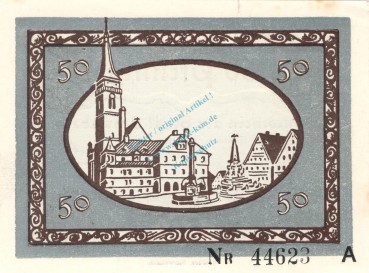 Preview: Schwabach , Notgeld 50 Pfennig Schein unc-kfr. Ti.6715.10.75 , Bayern 1918 Verkehrsausgabe