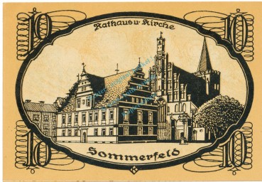 Preview: Sommerfeld , Notgeld 10 Pfennig Schein unc-kfr. Tieste 6970.05.25 , BBG 1920 Verkehrsausgabe -4144-
