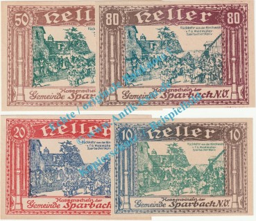 Sparbach , Notgeld Set mit 4 Scheinen in kfr. K-K 1006... Niederösterreich o.D.