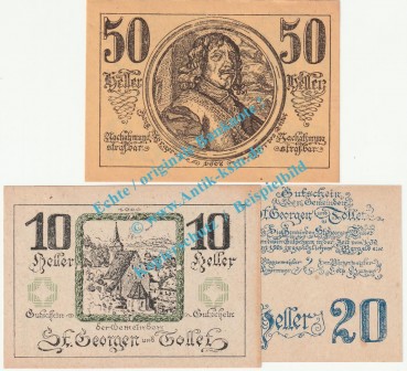 St. Georgen , Notgeld Set mit 3 Scheinen in kfr. K-K 890 , Oberösterreich o.D.