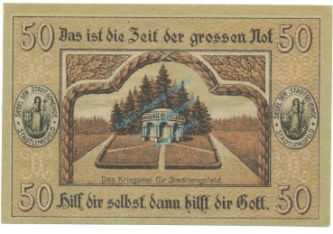 Preview: Stadtlengsfeld , Notgeld 50 Pfennig Schein unc-kfr. Ti.7055.05.51-56 TH 1919 Verkehrsausgabe -4276-