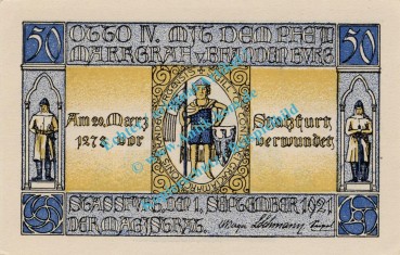 Preview: Stassfurt , Notgeld 50 Pfennig Schein Nr.2 in kfr. M-G 1256.3.a , Sachsen Anhalt 1921 Seriennotgeld